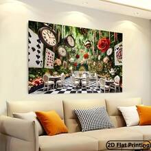 1pc 2D Flat Banner Background, Funny Tea Party Style Wall Decor, Polyester Fabric Wall Sticker, Suitable For Living Room, Bedroom, Office, Home, Outdoor Party Decoration, Holiday Gift, No Power Required - 13 - View 2
