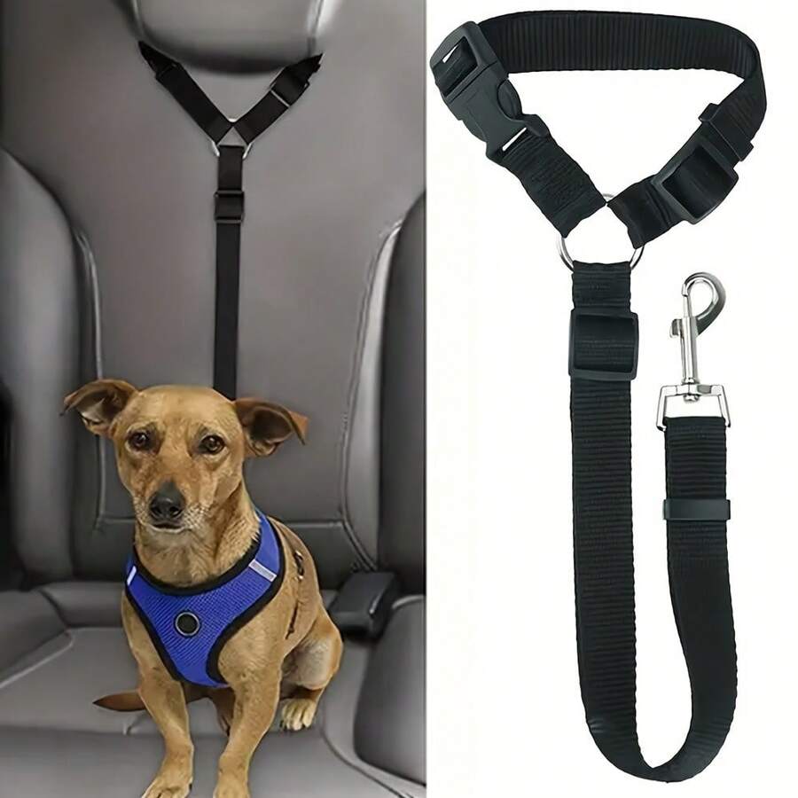 可调节车载宠物安全带，适用于小型至中型犬猫，无需电池，后座宠物牵引绳，耐用可伸缩犬猫车载安全绳，确保宠物出行安全 - 彩色 - 查看 1