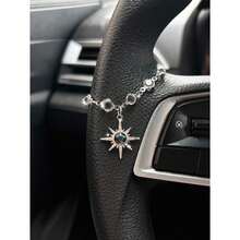 Starry Sky Sun Car Pendant, Rhinestone Sun Charm Vintage Alloy Decor For Car Steering Wheel - A - View 2