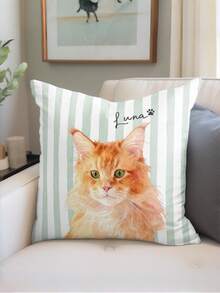 Personalized Name & Photo Printed Pillowcase Decorative Throw Pillow Cover Wedding Holidays Couples Room Decor Gift For Loved Ones Breathable Lightweight Washable Bed Car Bedroom Tea Room Living Room Sofa Housewarming Gift, Soft Geometry - Multicolor - View 7