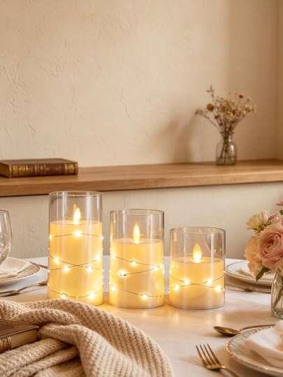 Đèn dây LED kiểu dáng Ins Style, vỏ nhựa trong suốt, miệng phẳng, đèn nến điện tử LED mô phỏng ngọn lửa, trang trí phòng ngủ, phòng khách, bữa tối lãng mạn dưới ánh nến, cầu hôn, đèn tạo không khí lễ hội.