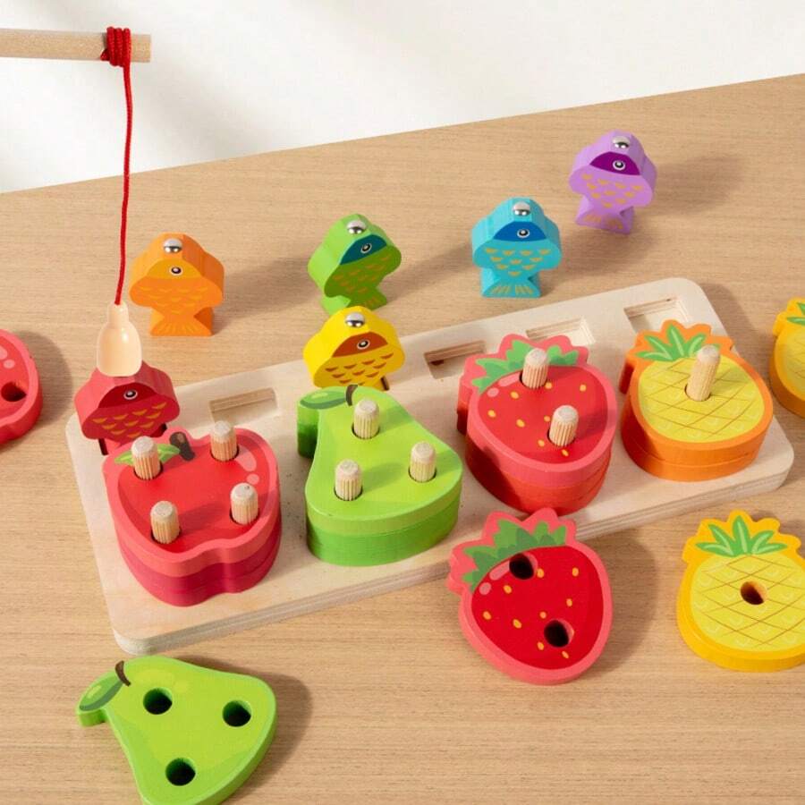 4-Pillar Fruit Fishing Game, Color Recognition & Fine Motor Skills Development, Early Educational Toy For Children