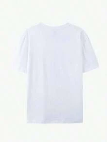 Women's Oversized T-Shirt - Graphic Design Of A Smiling Face And A Person Who Loves Cats, Breathable, Loose Fit, Short Sleeve, Round Neck, Washable, Casual Summer And Spring Wear, Vacation Outfit, Weekend Style, Relaxed Fit T-Shirt, Comfortable To Wear, Stylish Print, Printed T-Shirt, For Pet Lovers, Festival Clothing, Suitable For Spring, Summer And Autumn. - 白色 - 查看 4