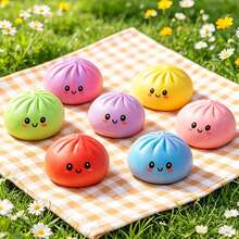 1PCS/3PCS Glitter Dumpling Squishies Toy, 10 Colors Kawaii Squishy Stress Balls For Adults, Slow Rising Sensory Fidget Pack, Anxiety Relief Hand Squeeze Dough With Food Steamer, Perfect Christmas Gift & Party Favors - 彩色 - 查看 10