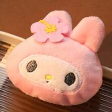SANRIO 1件裝可愛毛絨零錢包套組－Kuromi、Hello Kitty、Cinnamoroll－可愛花朵髮箍軟布迷你零錢包－適合女孩、學生、收藏家－多功能吊飾、小物品收納、禮物 - 彩色 - 查看 4