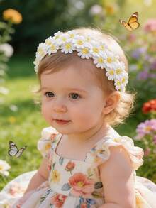 1pc Cute Sweet Daisy Floral Elastic Headband, Pastoral Style Baby Accessory - Multicolor - View 3
