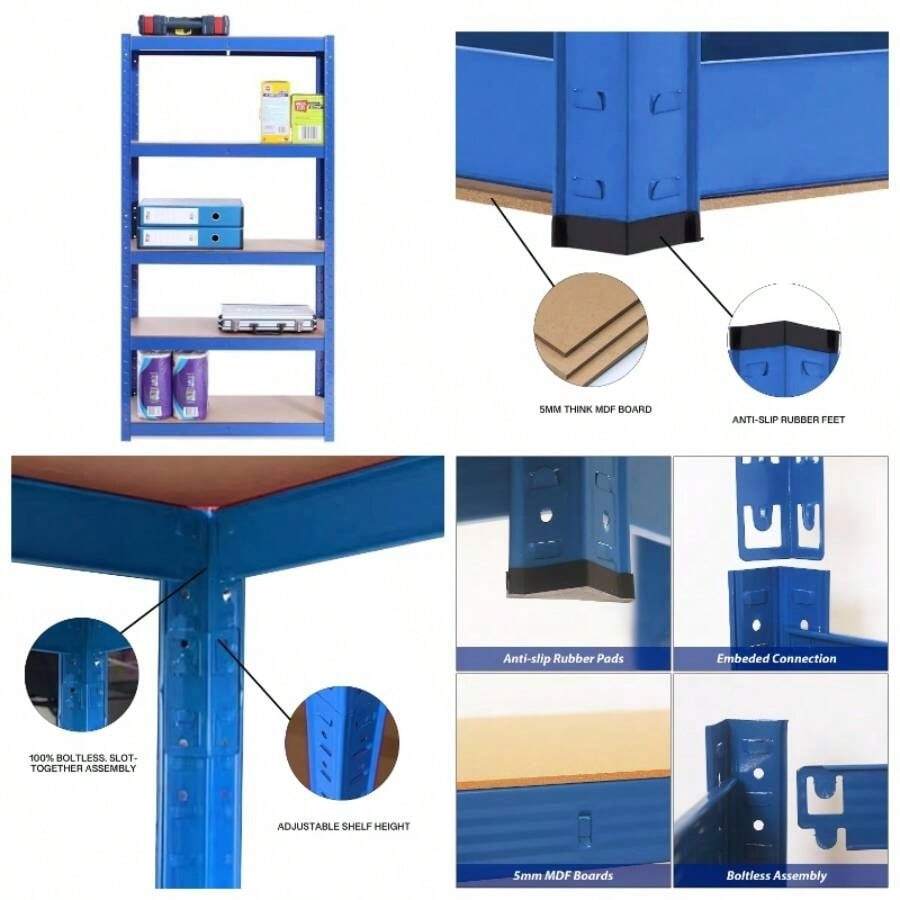 Garage Storage Racks - 90x40x180cm + Blue - View 1