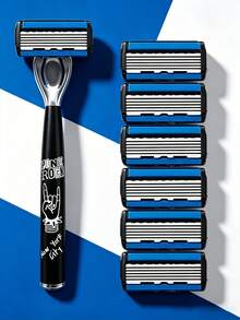 6-Layer Premium Men's Razor, Multi-Blade Replacement Cartridges, Non-Slip Ergonomic Handle, Durable Stainless Steel Blades, Smooth Shave, Close Shave, Non-Irritating, Precise Shaving, Essential Beard Trimmer, Convenient Cleaning - 2 Handles + 36 Blades - View 6