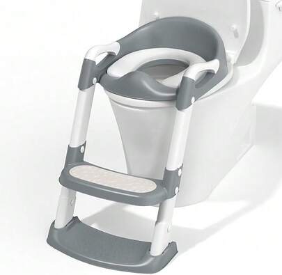 Kids Potty Training Toilet Seat With Foldable Ladder Steps – Adjustable Non-Slip Toddler Toilet Trainer Seat Stable & Easy Use