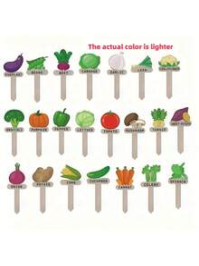 22pcs Reusable Vegetable Labels That Can Be Inserted Into Soil, Suitable For Potted Plants And Outdoor Decor, Great For Seeds, Herbs And Vegetables, Helps Easily Identify Vegetable Types, Gives A Sense Of Accomplishment - Multicolor - View 8