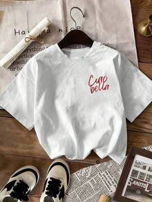 Áo thun nữ dáng regular, kiểu dáng thoải mái, tay ngắn, cổ tròn, hiệu Faith Apparel, màu trắng. - trắng - Xem 5