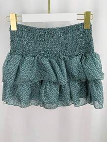 Short Skirt With Pants Underneath Plain Casual Relaxed Layers Daily For Summer - 淺色水洗藍 - 查看 2