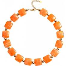 Dây chuyền hạt cườm rực rỡ dành cho nữ, vòng cổ choker phong cách Bohemian độc đáo làm từ hạt nhựa, quà tặng Ngày của Mẹ hoặc sinh nhật cho mẹ, cô giáo, dì. - vòng cổ màu cam - Xem 7