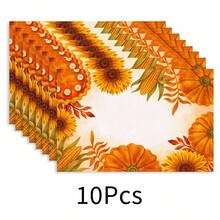 1pc Lemon Pattern Linen Placemat, Breakfast Mat, Coffee Coaster, Bowl Pad, Kitchen Accessory, Easy To Clean Dining Mat, Suitable For Home, Restaurant, Dining Decor, Holiday Gift, Gift For Friends, Multi-Piece Set - Multicolor - View 33