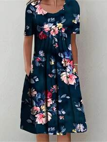 Vestido elegante de talla grande para mujer, vestido informal holgado, vestido para mujer, nuevo temperamento - Rojo - Ver 4