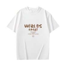 [1+1 이벤트] 남성용 레터링 프린트 반팔 티셔츠 / 오버사이즈 캐주얼 데일리 티 / 2color  1+1 2종세트 남자 여름 빈티지 캐주얼 루즈핏 반팔 티셔츠 빅사이즈 데일리 프린팅 100% 순면 라운드넥 편안한 오버핏 반팔티 - 흰색 + 카키색 - 보기 7