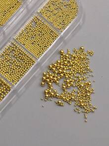 12颗金色金属美甲鱼子酱珠，大小不一，3D美甲设计，奢华高端，适合婚礼/音乐节/派对，2026春夏美甲装饰 - 彩色 - 查看 2