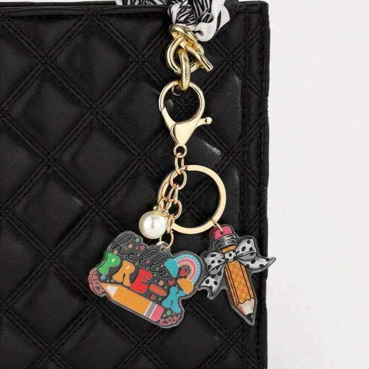 An Acrylic Tassel Keychain/Bag Charm With A Teacher Theme, Suitable For The Back-To-School Season, Is A Gift For Teacher's Day, Christmas, Mother's Day, Father's Day, Graduation Ceremonies, And For Teachers - Multicolor - View 12