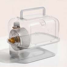 1 pièce Accessoires de couleur et de style aléatoires, Villa panoramique transparente pour hamster, Cage de transport portable à double étage pour hamster, Convient aux hamsters - bleu - Voir 3