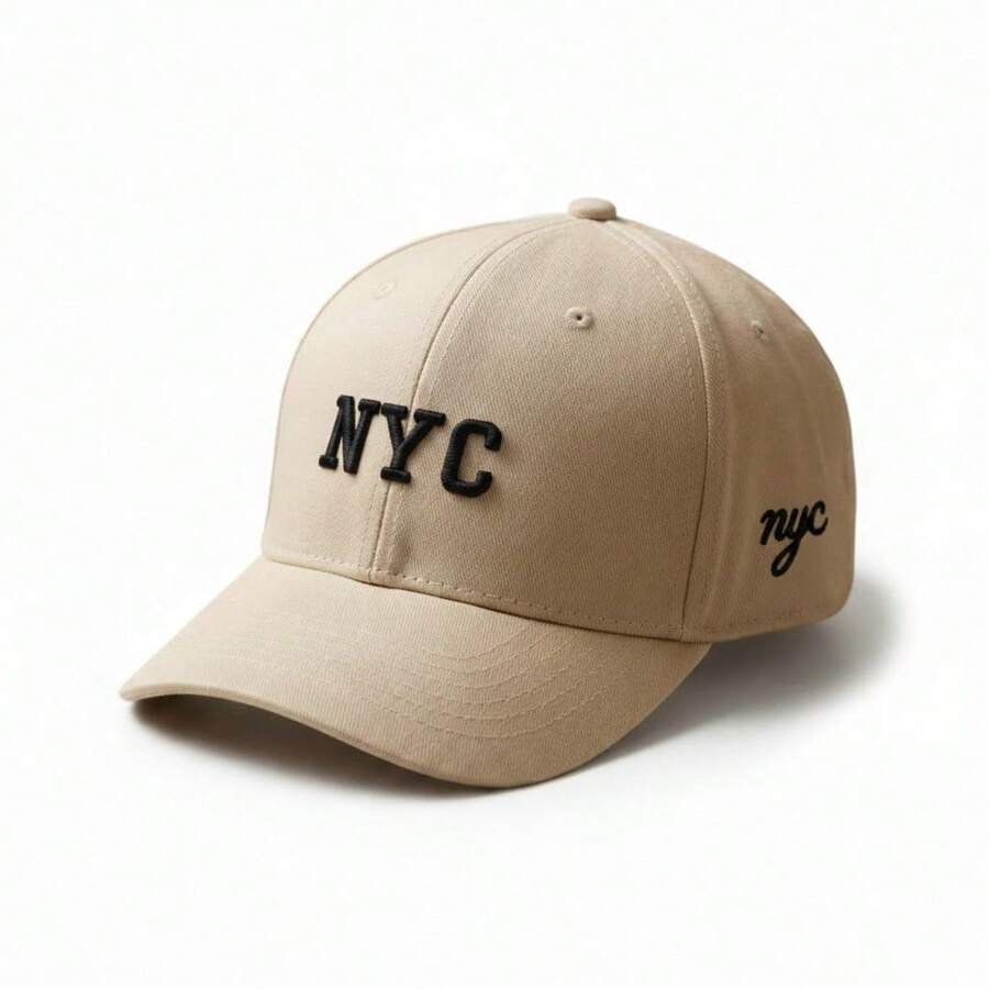 NYC Youth Cap For 4 To 12 Years Old, Curved Brim, Unisex, Boys And Girls - Kaki nhạt với đen - Xem 1