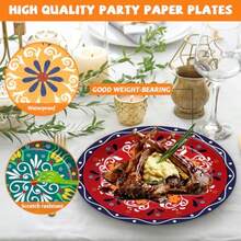 D48 Pcs Mexican Fiesta Party Plates Multicolor Handmade Style Paper Plates Cielito Lindo Party Decoration Talavera Fiesta Tableware Set For Taco Tuesday Dia De Los Muertos Birthday Wedding Baby Shower - 如圖所示 - 查看 4