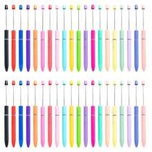 12pcs Random Color Macaron Style Long Thin Ballpoint Pens, DIY Pen Making Supplies, Jewelry Accessories, Stationery, Creative Craft Silicone Beads, Focal Beads, Holiday Gift Box - Multi-color Random Distribution - View 12