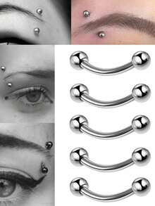 2-10 chiếc khuyên mũi/môi/tai hình cầu cong bằng thép không gỉ 3mm. - Móng chân mày - Xem 18