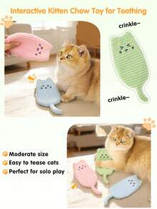 Mainan Kucing Lucu Berbahan Plush dengan Catnip, Mainan Penggoda Kucing dengan Kertas Berkerut, Mainan Kunyah Interaktif untuk Anak Kucing yang Sedang Tumbuh Gigi, Mainan Hewan Peliharaan Tahan Lama - View 8