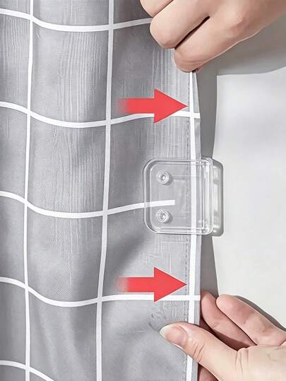 4pcs Shower Curtain Hooks - Windproof, Splash-Proof Plastic Adhesive Curtain Rods, Easy-Install Wall-Mounted Design, Securely Holds Fabric Attachments, Fabric Curtain Rods | Minimalist Design | Durable Plastic, Practical Hooks