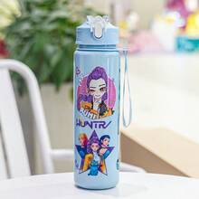 1pc High-Quality Cartoon Witch Hunter Portable Outdoor Children/Adult Plastic Straw Cup, K-POP Witch Hunter Cute Straw Cup With Rope For Students, 900ML Plastic Water Bottle, Bouncy Handle Cup Suitable For Students, Tritan Water Bottle, Large Capacity - Multicolor - View 4