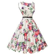 Vestidos de verano vestido ropa bata floral retro swing casual vintage vestidos rockabilly - BLANCO - Ver 2