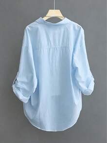 Women's Lightweight White Sun Protection Oversized Shirt - Light Wash - View 2