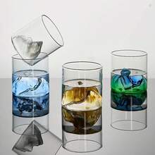 Corlor Mountain Glass-taza de café de cristal transparente, resistente al calor, para té, bebida, leche, jugo, vasos para beber - Azul - Ver 1