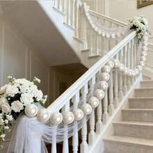 22pcs Pearl White Decorative Flower Wreath, White Faux Pearl Balls, White Artificial Pearls, Suitable For DIY Crafts, Home Decor, Staircase, Wedding, Christmas Tree, Wreaths, Party Decoration - View 7
