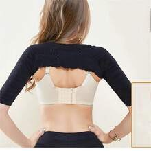 1 pieza de faja moldeadora para mujer con mangas, corsé largo para adelgazar brazos, previene la cifosis, para correr, pescar y andar en bicicleta. - tez - Ver 9