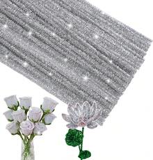ZXIIXZ 100 Pcs Pipe Cleaners, Glitter Pipe Cleaners Craft Supplies, Creative Craft Pipe Cleaners Bulk For Art DIY Crafts Decorations/Glitter Silver - Colors - View 1