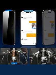 3pcs Tempered Glass Screen Protector, Anti-Scratch & Privacy Protection, 9H Hardness, Anti-Fingerprint, Bubble-Free, Compatible With Phone Cases, Practical Phone Accessory For IPhone 17 Pro Max/17 Pro/17 Air/17e/17/16/15/14/13/12/11 And More, Essential For Daily Screen Protection And Privacy - Black - View 3