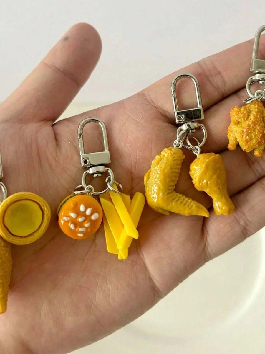 1个可爱逼真的西部快餐店钥匙扣徽章夹卡套DIY装饰背包化妆包挂件手机壳饰品 - 彩色 - 查看 1