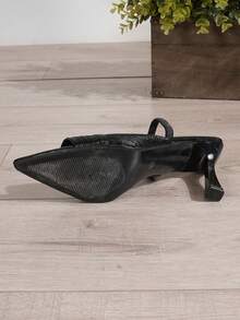 Giày sandal cao gót mũi nhọn, quai đơn, kiểu mule dành cho nữ. - màu đen - Xem 9