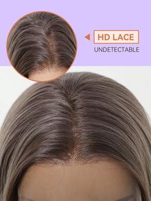 30 Inch Ombre Ash Blonde 13x4 Lace Front Wig For Women Long Straight Synthetic Hair Wig Pre Plucked Natural Hairline Heat Resistant Glueless Hair Wig Daily Party Cosplay Realistic Hairline Lightweight Breathable Easy Install Beginner Friendly - 挑染棕色 - 查看 9
