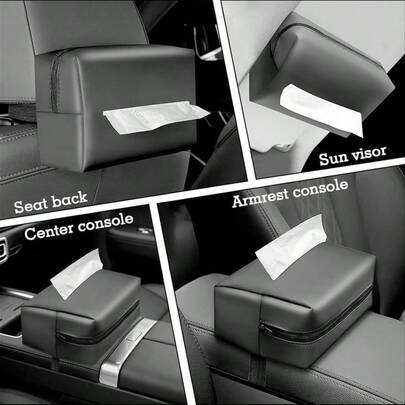 Upgraded PU Leather Multi-Function Car Tissue Box, Keeps Car Tidy, Suitable For Sunvisor, Backseat, Armrest, Center Console