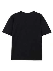 VHUTHK (220 Cotton T-Shirt) For Men, Round Neck, Short Sleeve, Casual, Printed, Y2k Style - 黑色 - 查看 2
