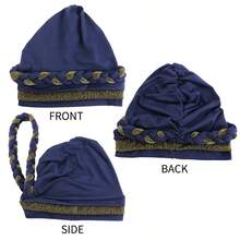 1pc Embroidered Knit Muslim Hijab Cap, Multi-Color Fleece Hat, Adjustable Breathable Fabric, Hand Wash - Color - View 5