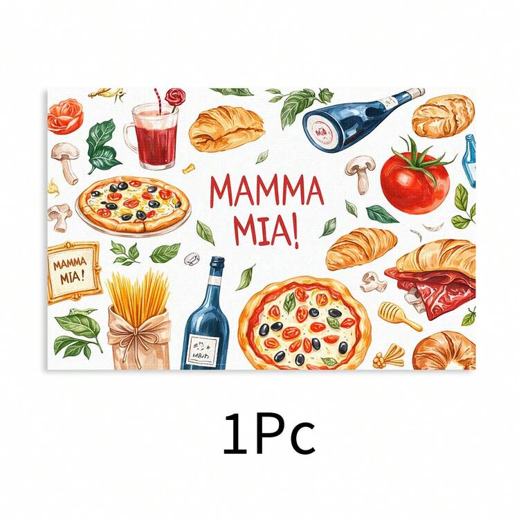 1 pieza Mantel individual de lino, diseño de impresión de alimentos, mantel individual para desayuno, tapete para café, base para tazón, accesorio de cocina, fácil de limpiar, apto para el hogar, restaurante, decoración del comedor, regalo festivo, regalo para amigos, juego de múltiples piezas - Multicolor - Añade 13