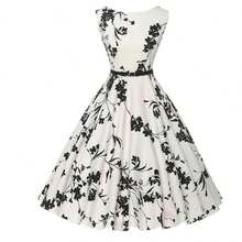 Vestidos de verano vestido ropa bata floral retro swing casual vintage vestidos rockabilly - BLANCO - Ver 6