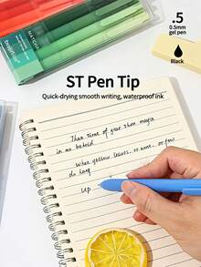 4pcs Morandi Retractable Gel Pen, INS Gradient Vintage High-Aesthetic Pen, 0.5mm Black Ink Student Exam Writing Pen, Silicone Grip Perfect For Note-Taking, Exam And Daily Study Use - Gel Pen - View 5