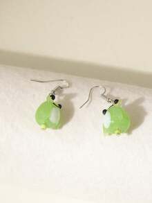 1pair Cute Glass Frog Pendant Earrings - 彩色 - 查看 4