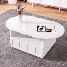 Coffee Table, Cloud-Shaped Coffee Table With Drawers And Storage Compartments. - White - View 12