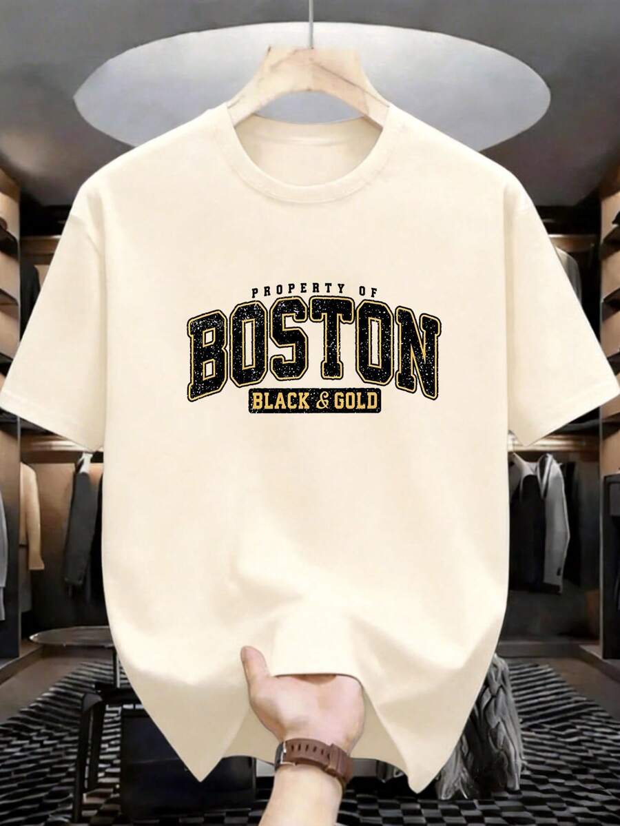 Summer Men's Crew Neck T-Shirts Gym Leisure Vacation High Quality Men's Shirts Fashion Prints Y2K Men's Clothing Festival Sweatshirt Men's Sets Men's Gifts Local Mexico - 杏色 - 查看 1