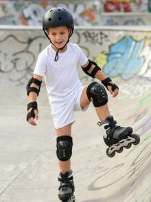 6pcs Boys & Girls Roller Skating Protective Gear Set, Knee Pads, Elbow Pads, Wrist Guards Set, Skateboard Balance Scooter, First Day Of School - Multicolor - View 4